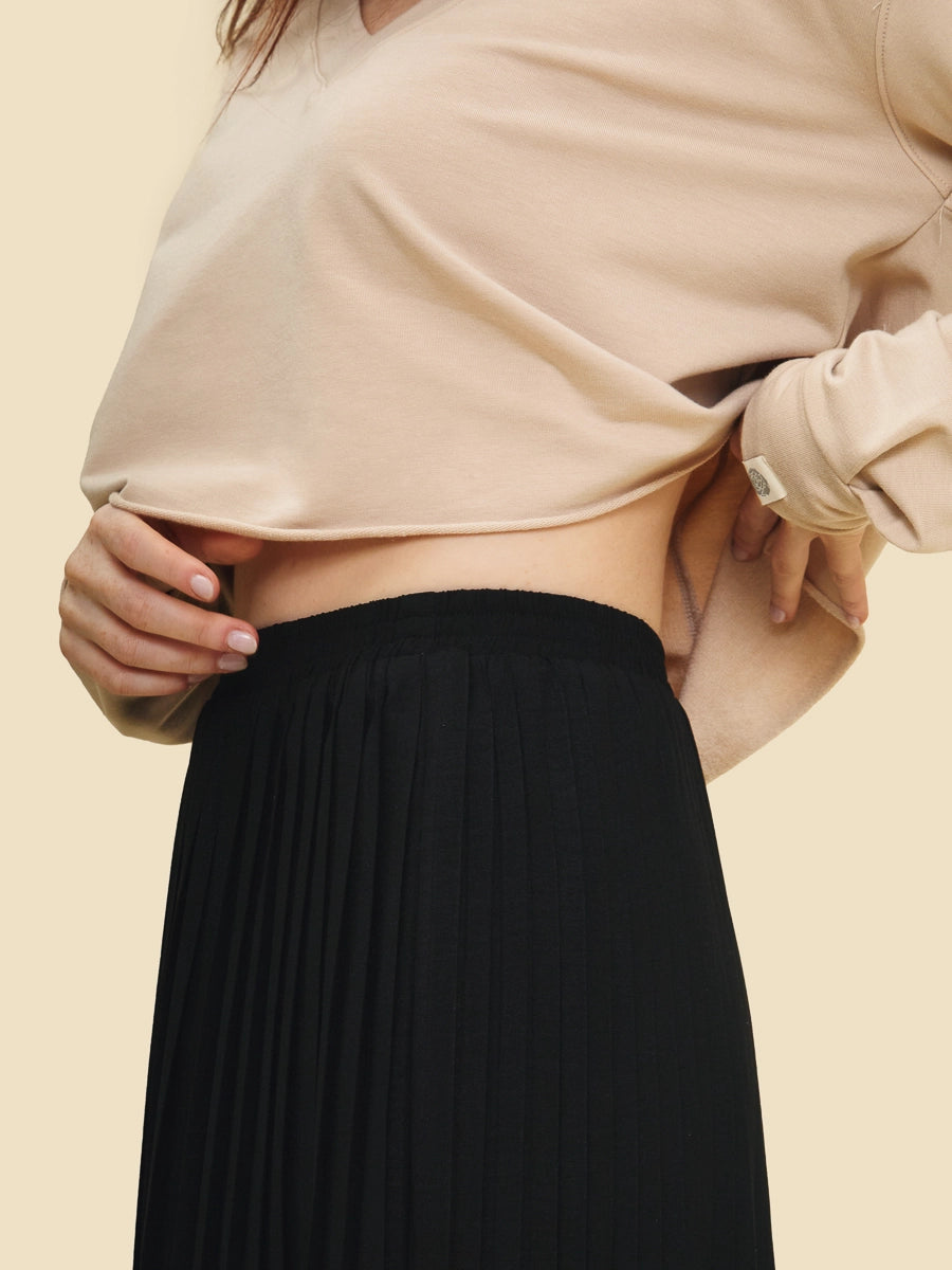Hazel Black Pleated Skirt