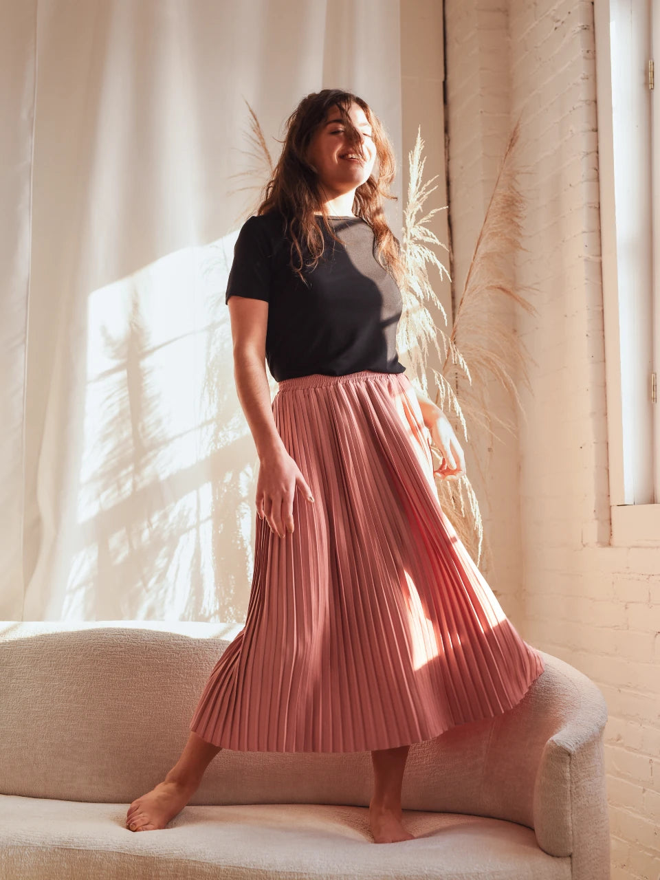 Hazel Pink Pleated Skirt