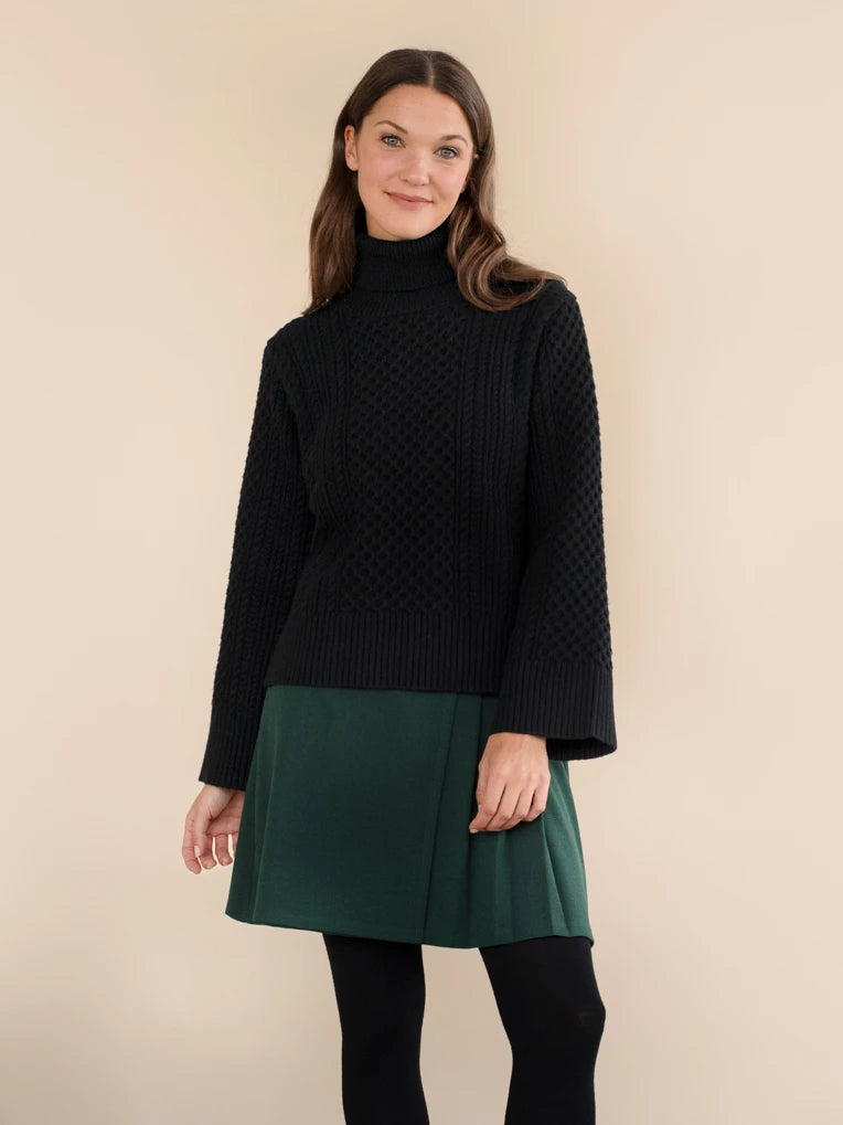 Black Cable Knit Sweater Top