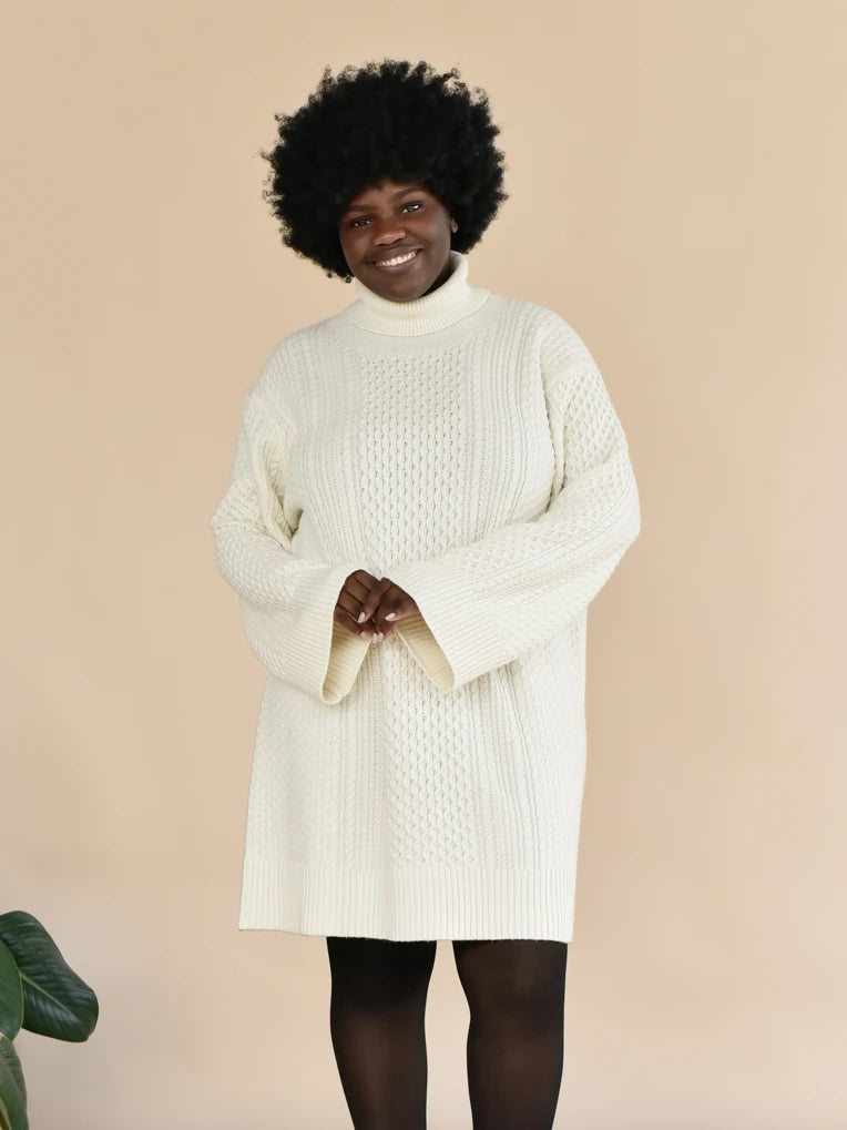 Ingrid Off White Cable Knit Sweater Dress From Rachel