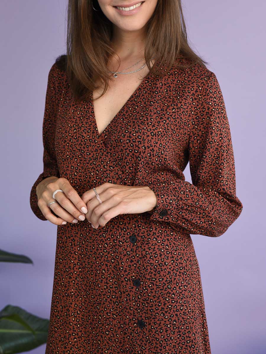printed dress with buttons