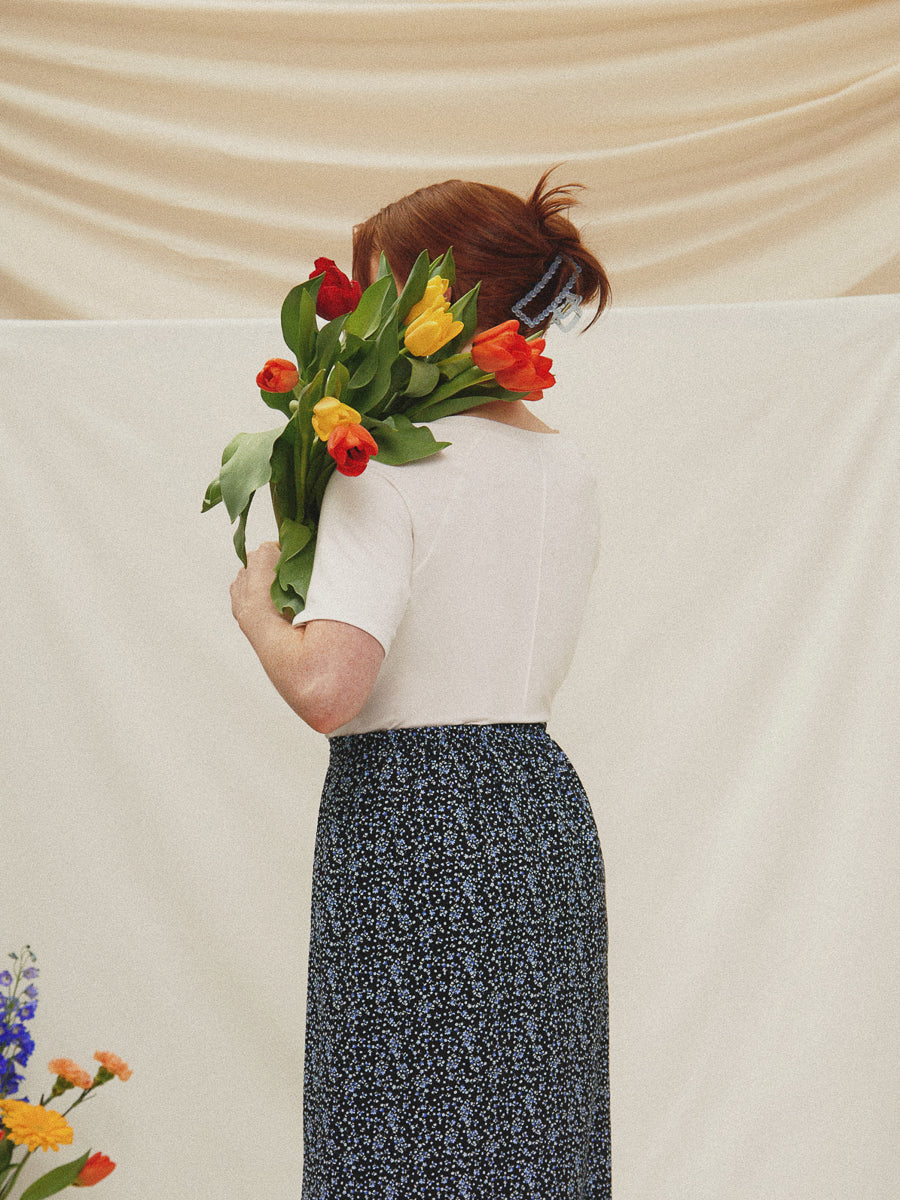 Kelly Meadow Flowers Midi Skirt