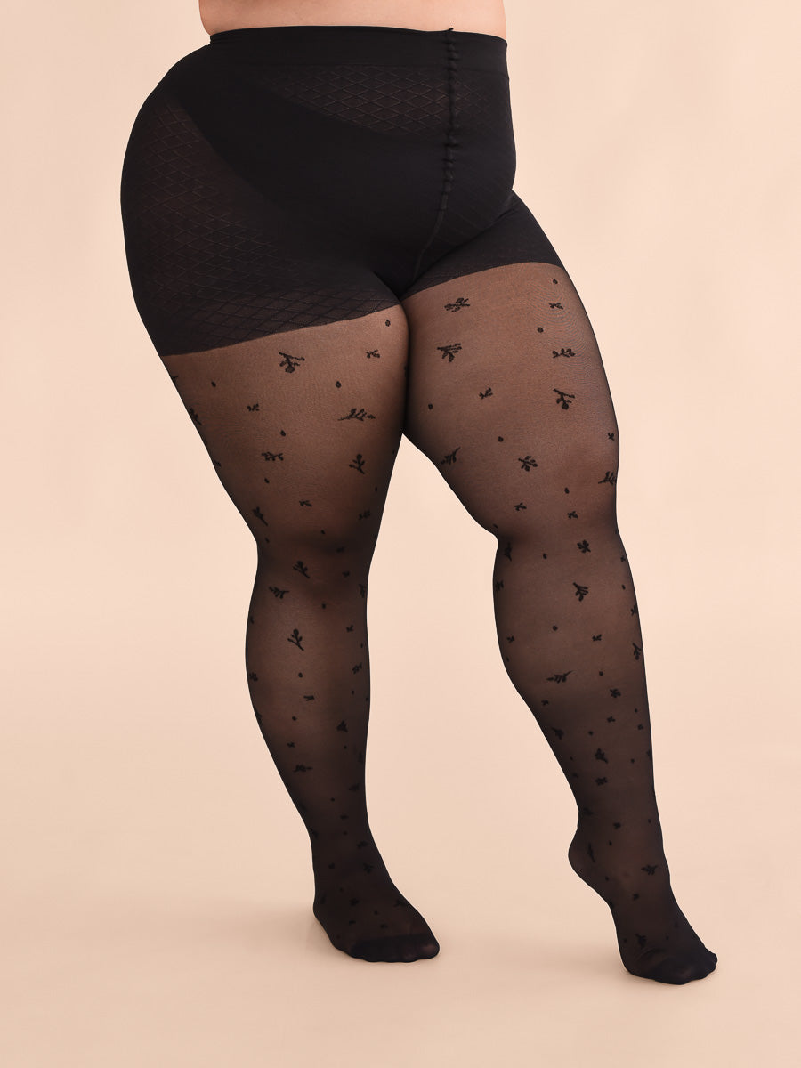 Plus size Leaves Print Tights 