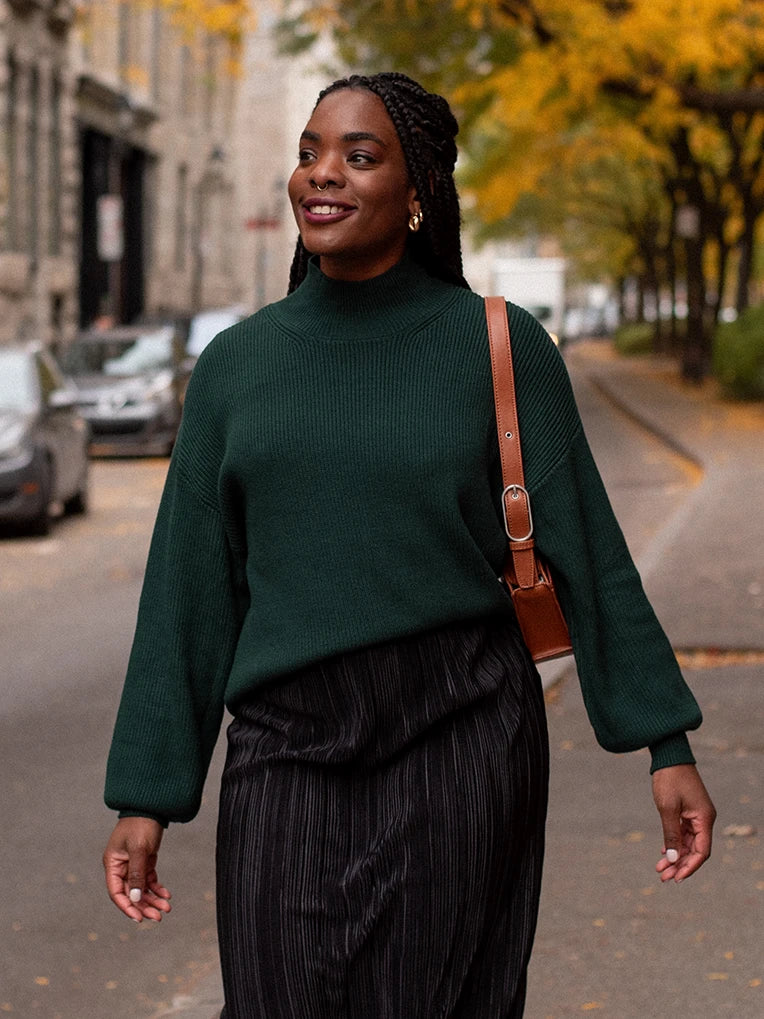Norah Forest Green Sweater Knit Top From Rachel