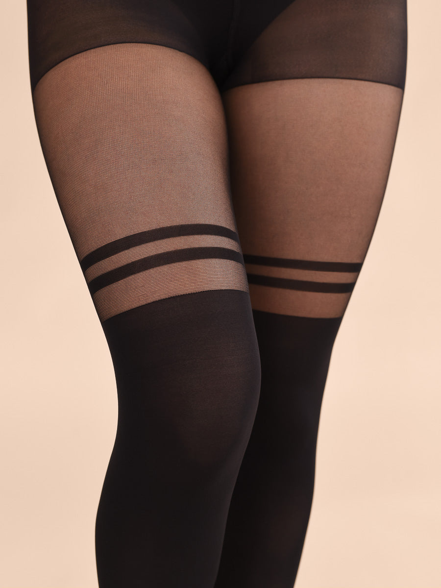 Opaque Tights, Red & White, Striped