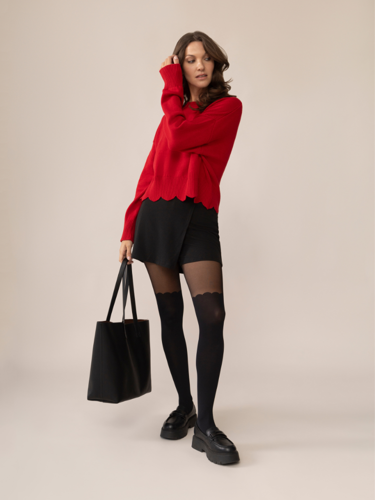 Women s Scalloped Over the Knee Tights From Rachel