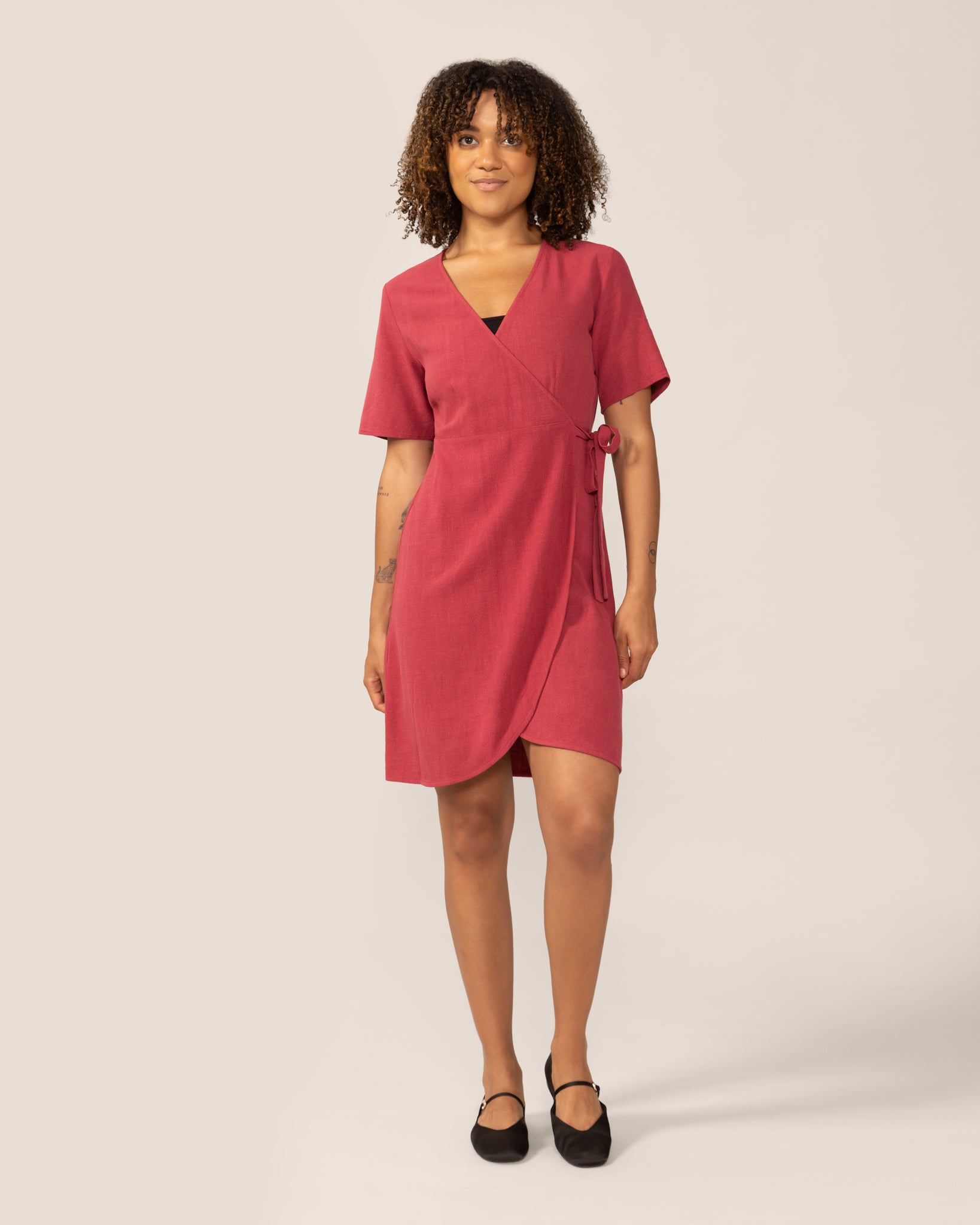 Robe portefeuille en lin - Hibiscus
