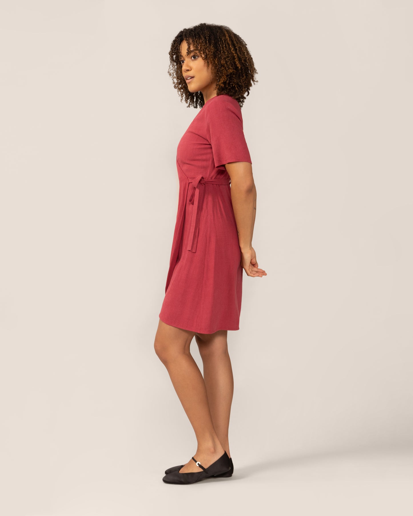 Robe portefeuille en lin - Hibiscus