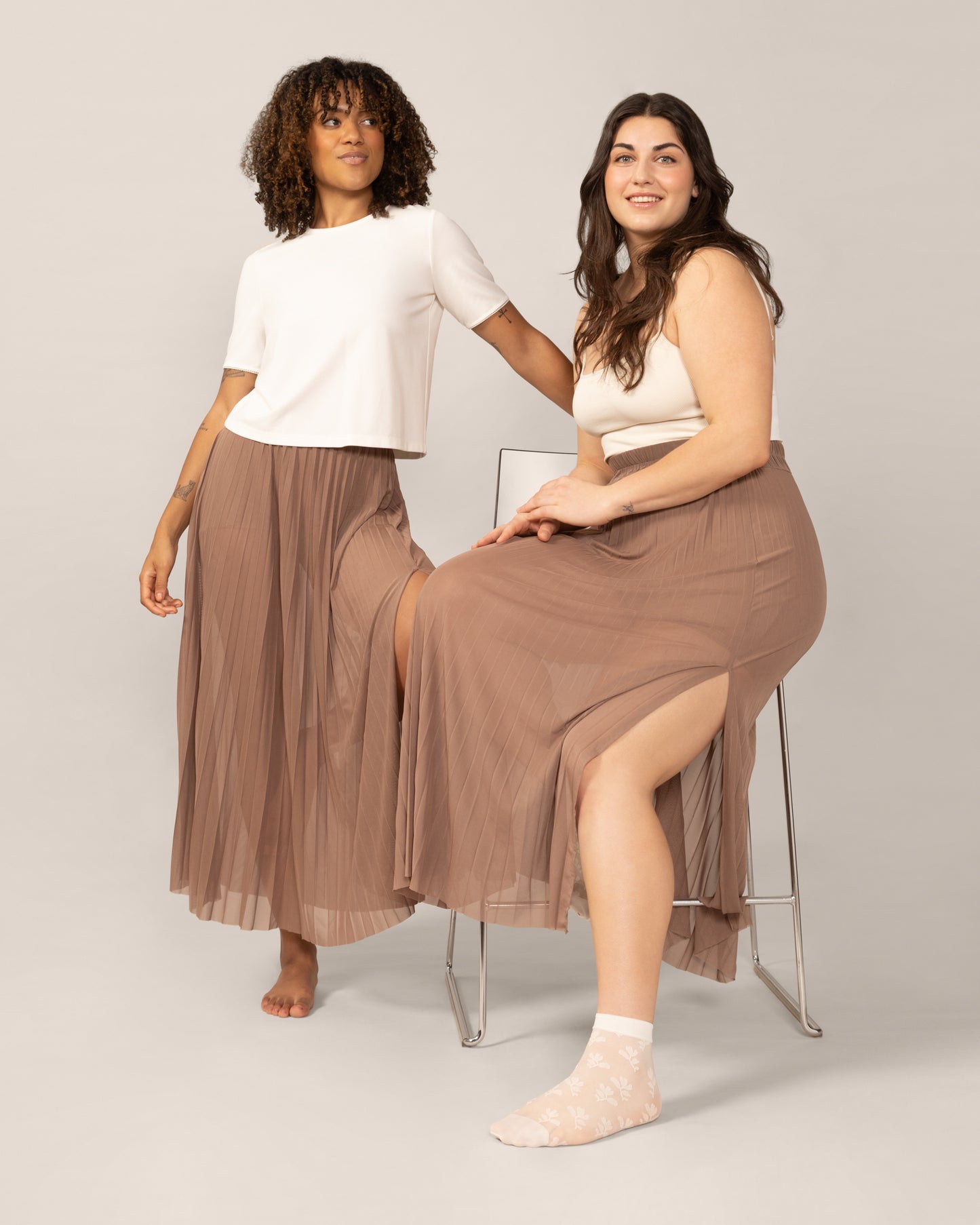 Sheer Mesh Layering Skirt in Mocha Mousse | From Rachel