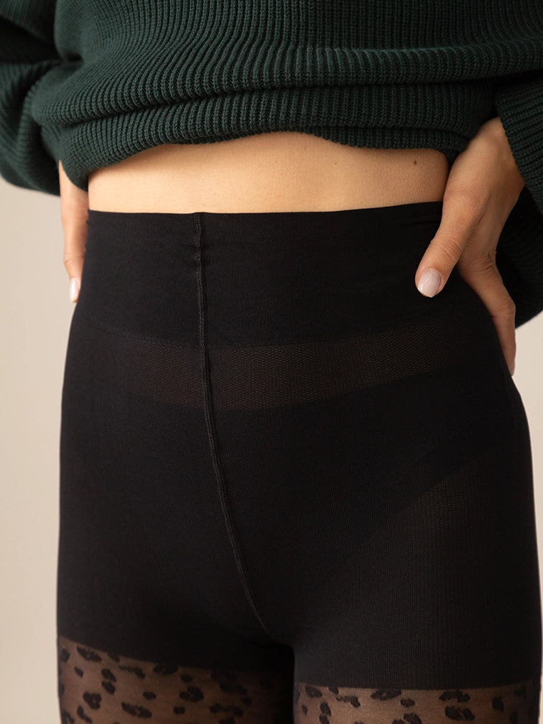 DESIGN Curve - Collants 30 deniers en résille à imprimé léopard DESIGN Curve - Collants 30 deniers en résille à imprimé léopard