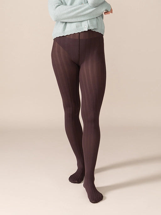 Rust Ribbed Tights Wide Rib Opaque Tights 80D in Plum – From Rachel