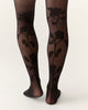 Back Flower Tights in Black