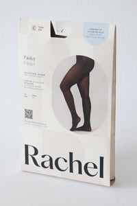 Packaging of 'Rachel' tights on a white background