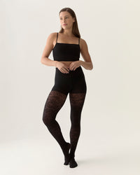 Floral Lace Tights in Black