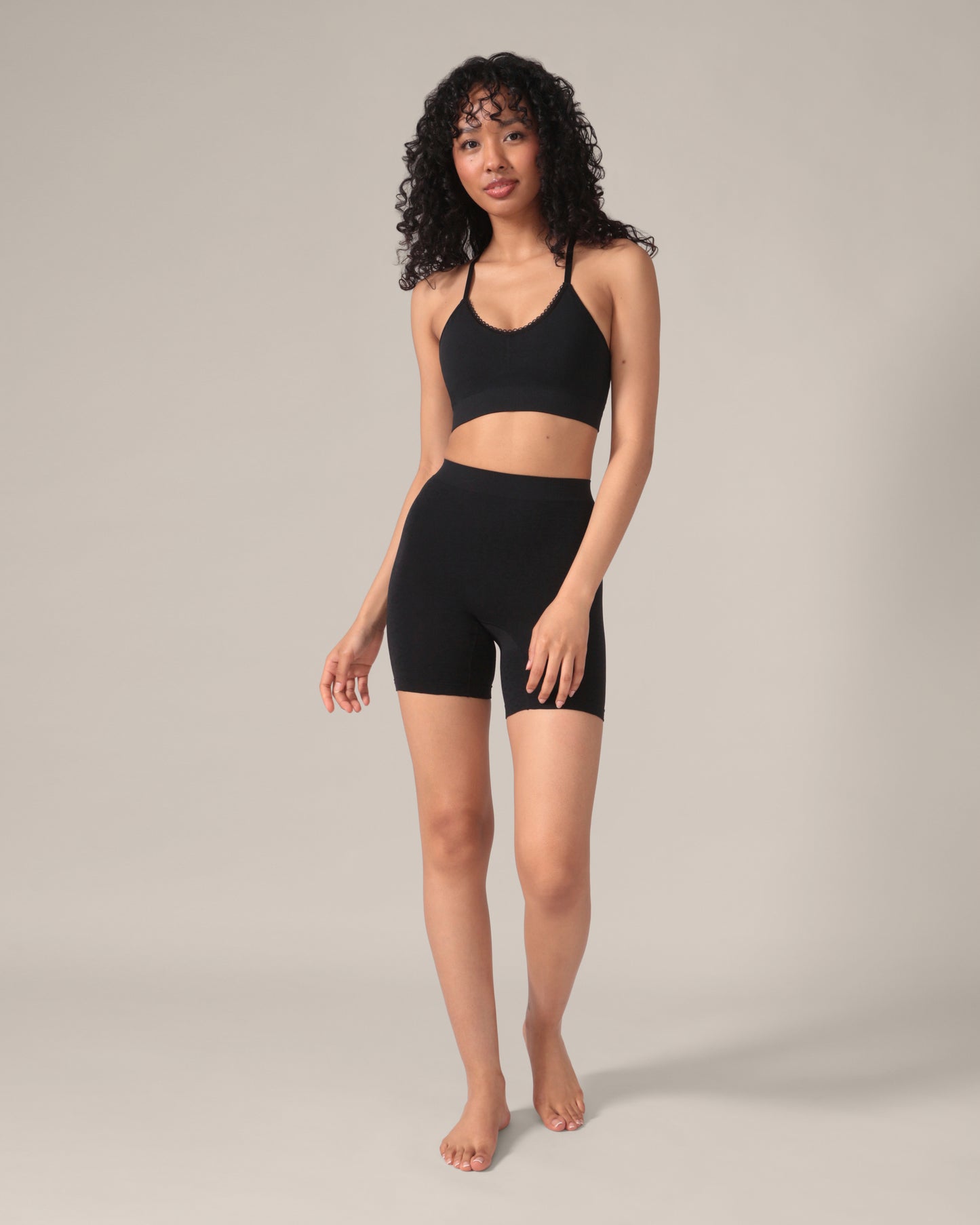 Short sans coutures motif léopard - Noir