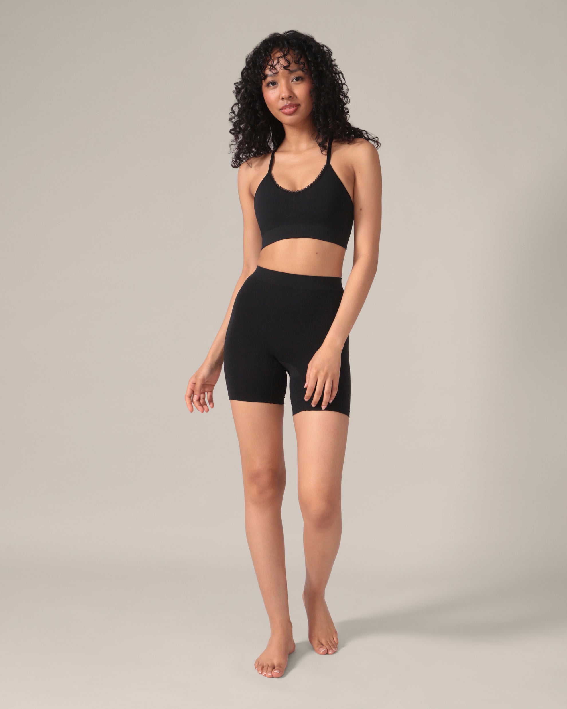 Short sans coutures motif léopard - Noir