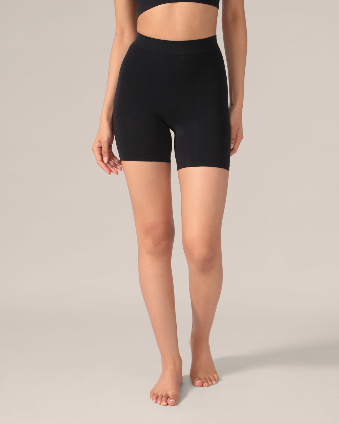 Short sans coutures motif léopard - Noir