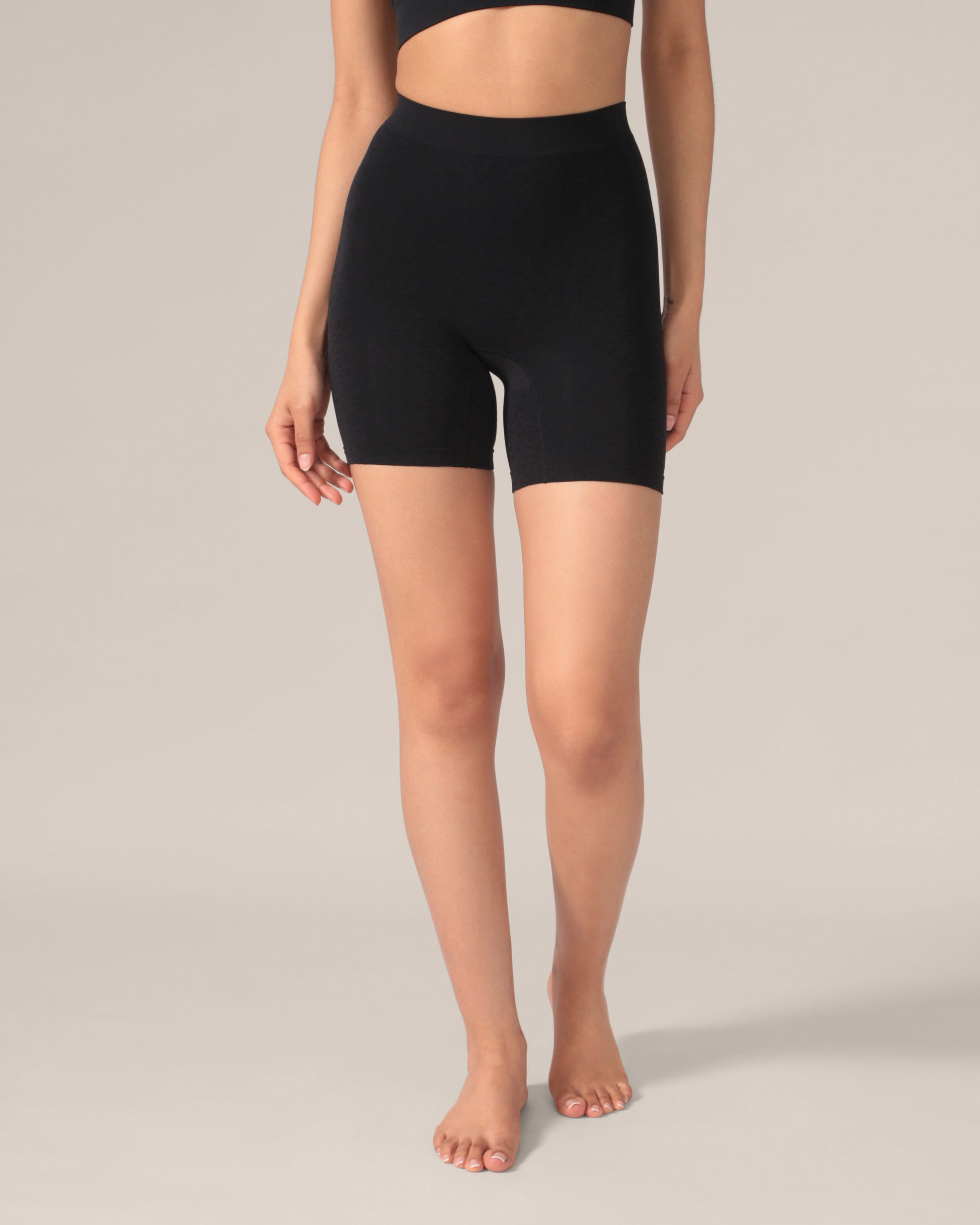 Short sans coutures motif léopard - Noir