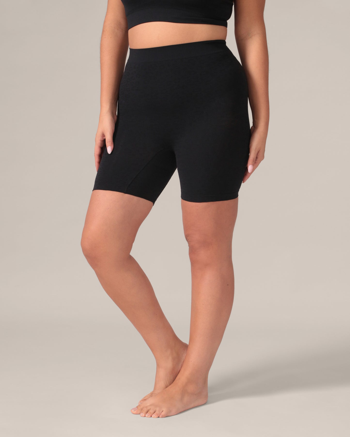 Short sans coutures motif léopard - Noir
