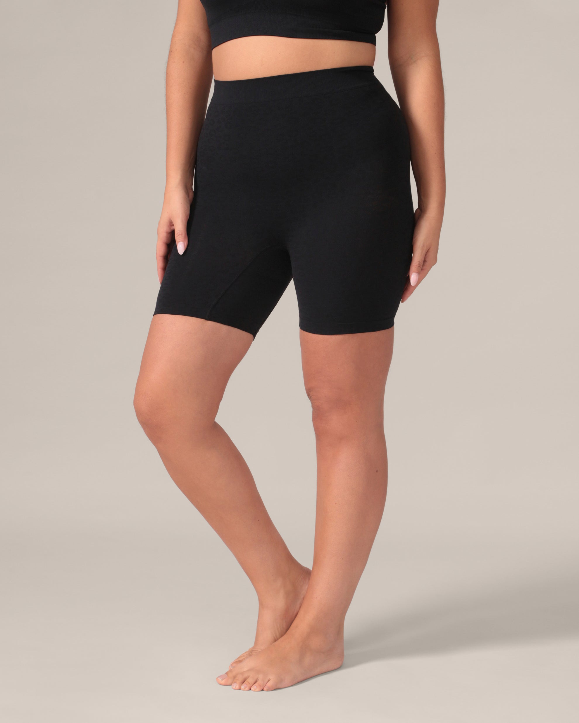 Short sans coutures motif léopard - Noir