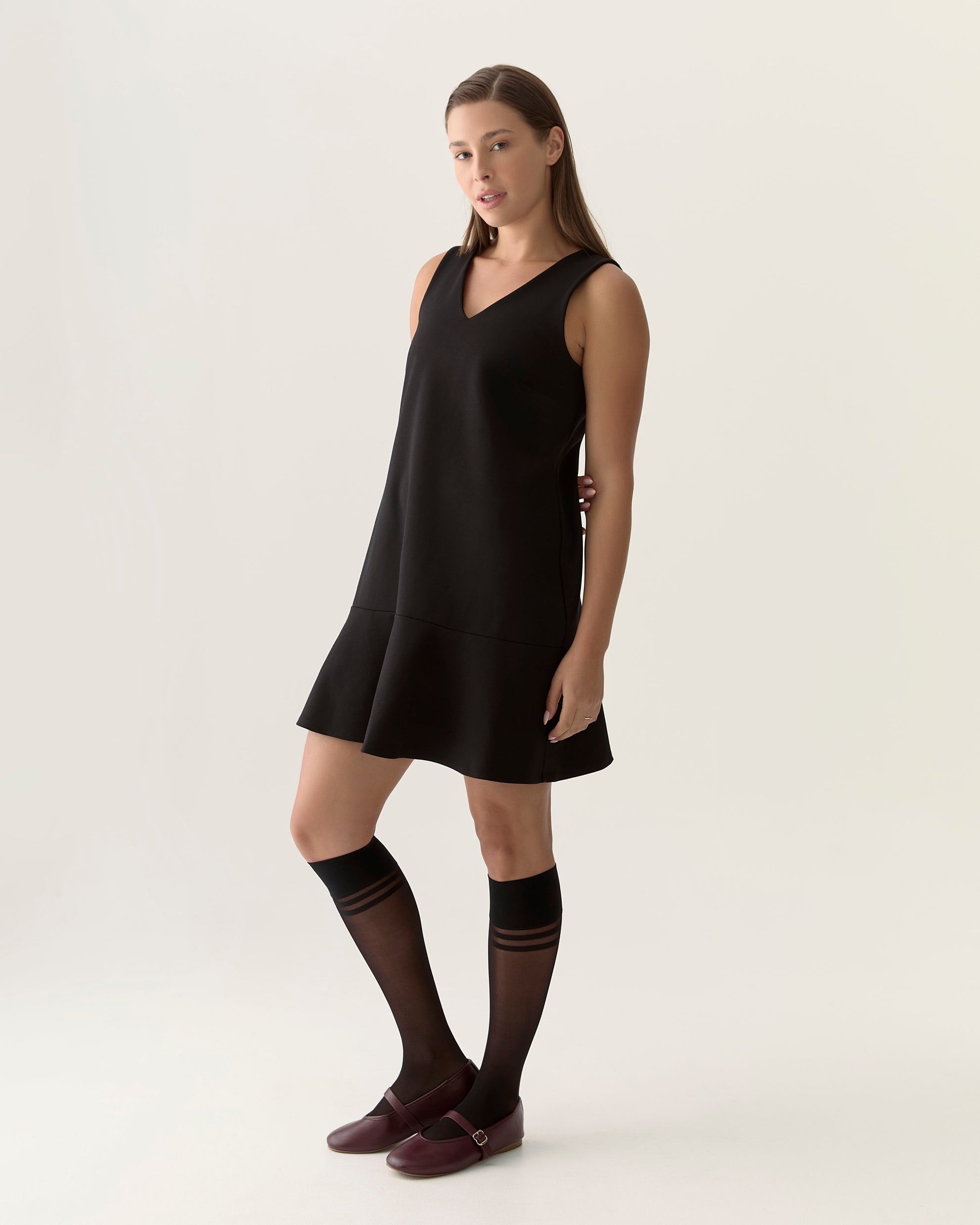 Double Stripe Knee High Socks in Black