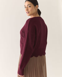 Scalloped Edge Pullover Responsible Merino in Zinfandel