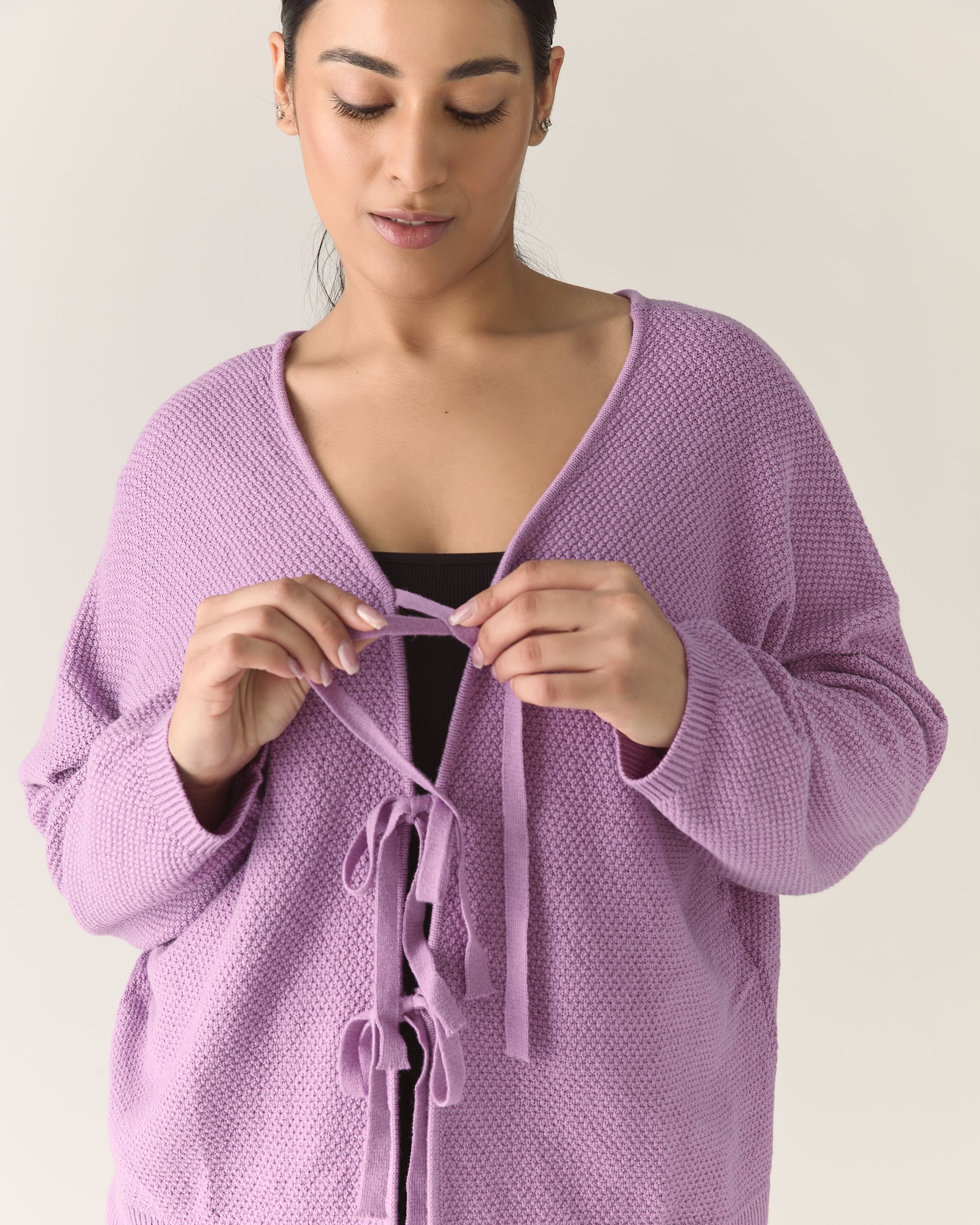 Responsible Merino Reversible Cardigan in Lilac