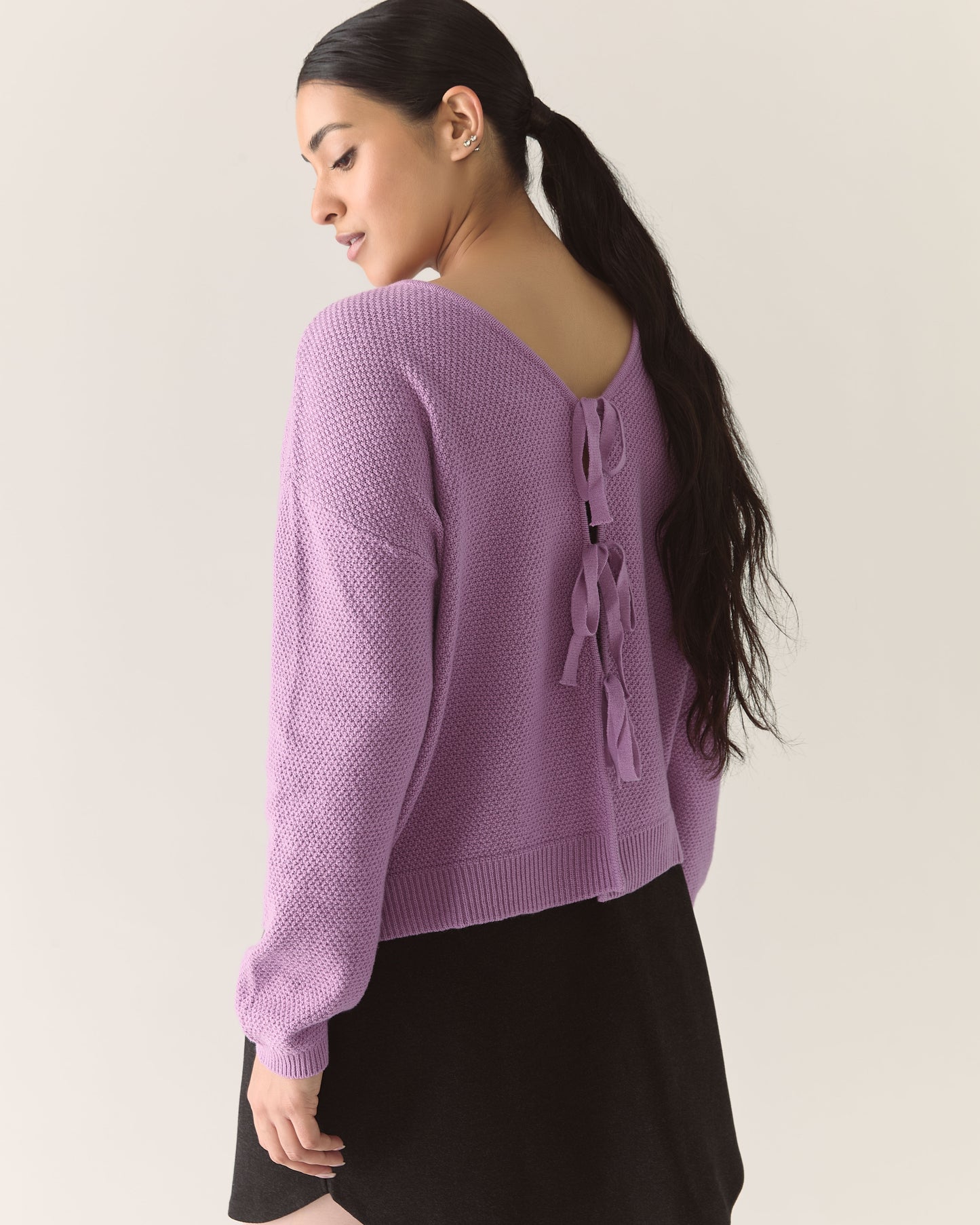 Responsible Merino Reversible Cardigan in Lilac