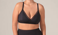 Woman wearing a black bra