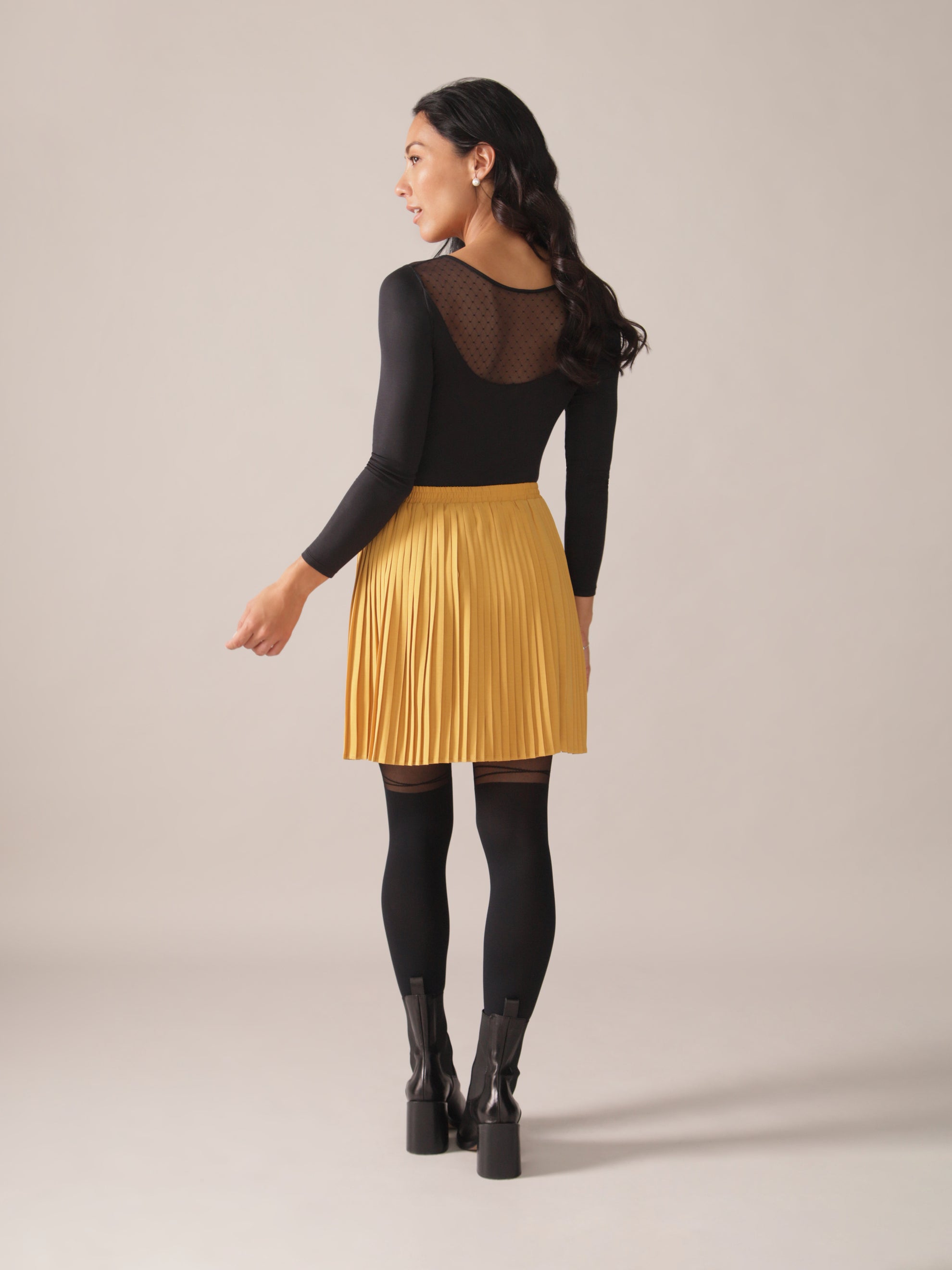 Hazel Pleated OTK Skirt in Honey Gold