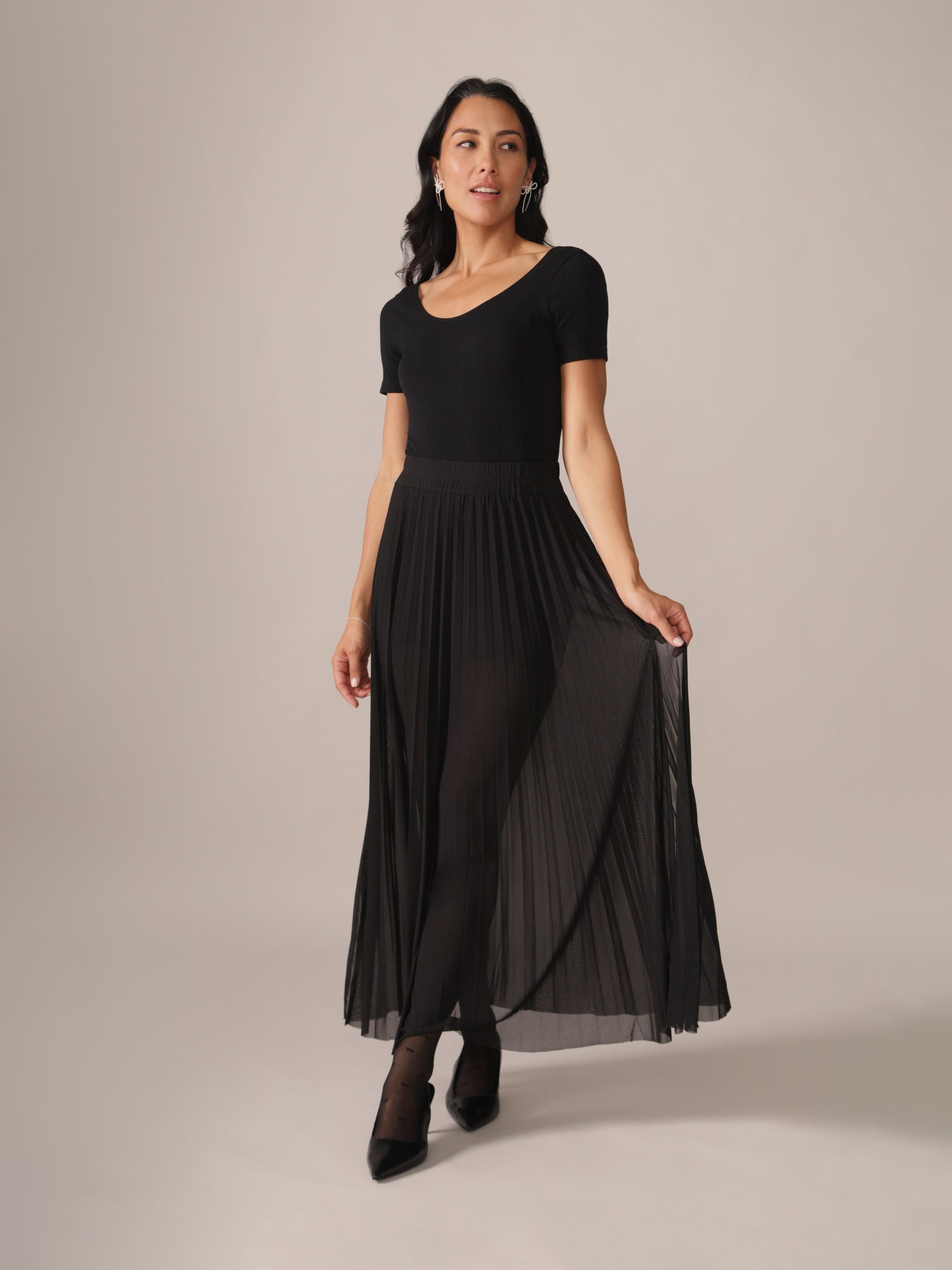 Black Maxi Sheer Layering Mesh Skirt | From Rachel