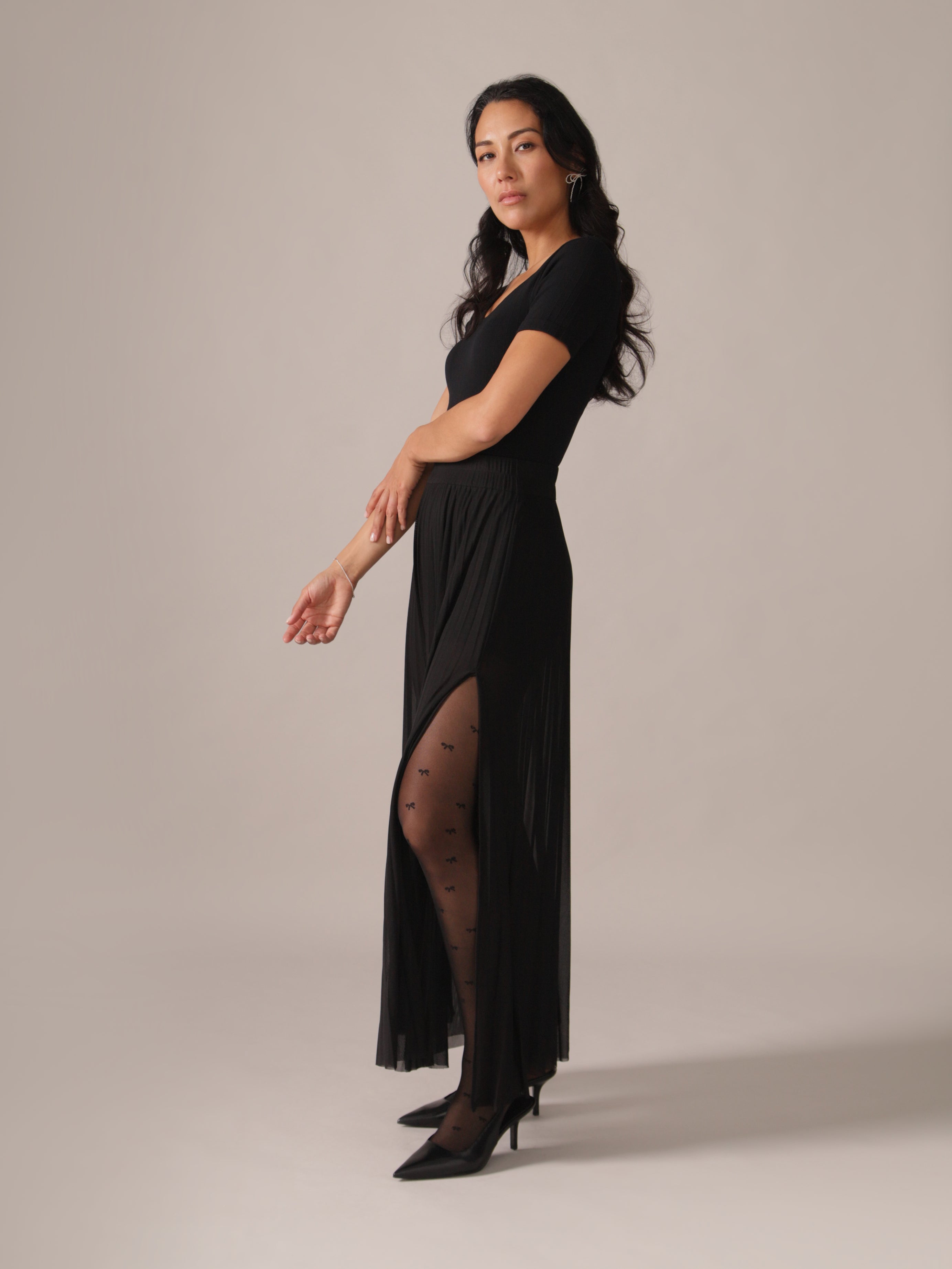 Black Maxi Sheer Layering Mesh Skirt | From Rachel