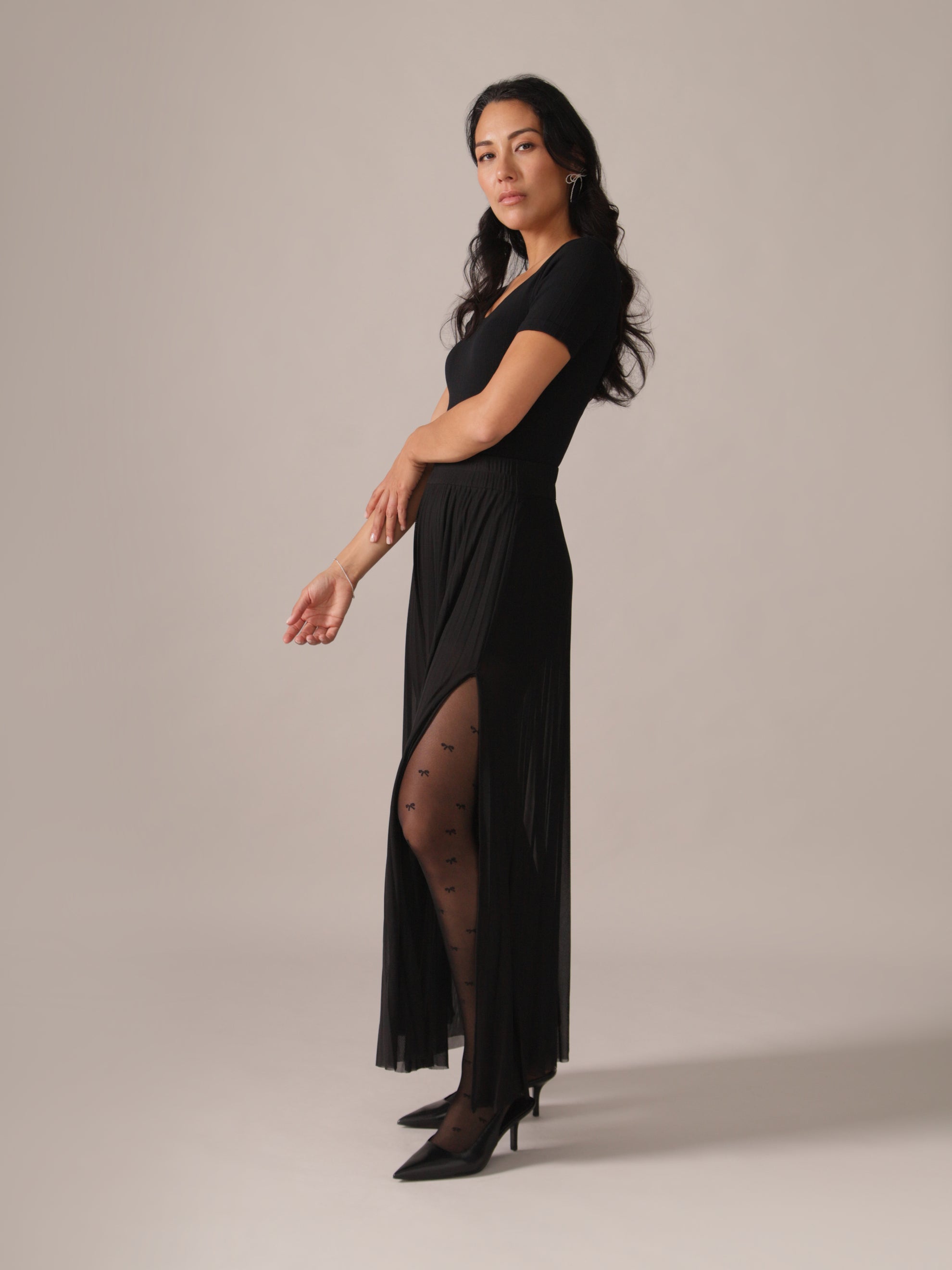 Black Maxi Sheer Layering Mesh Skirt | From Rachel