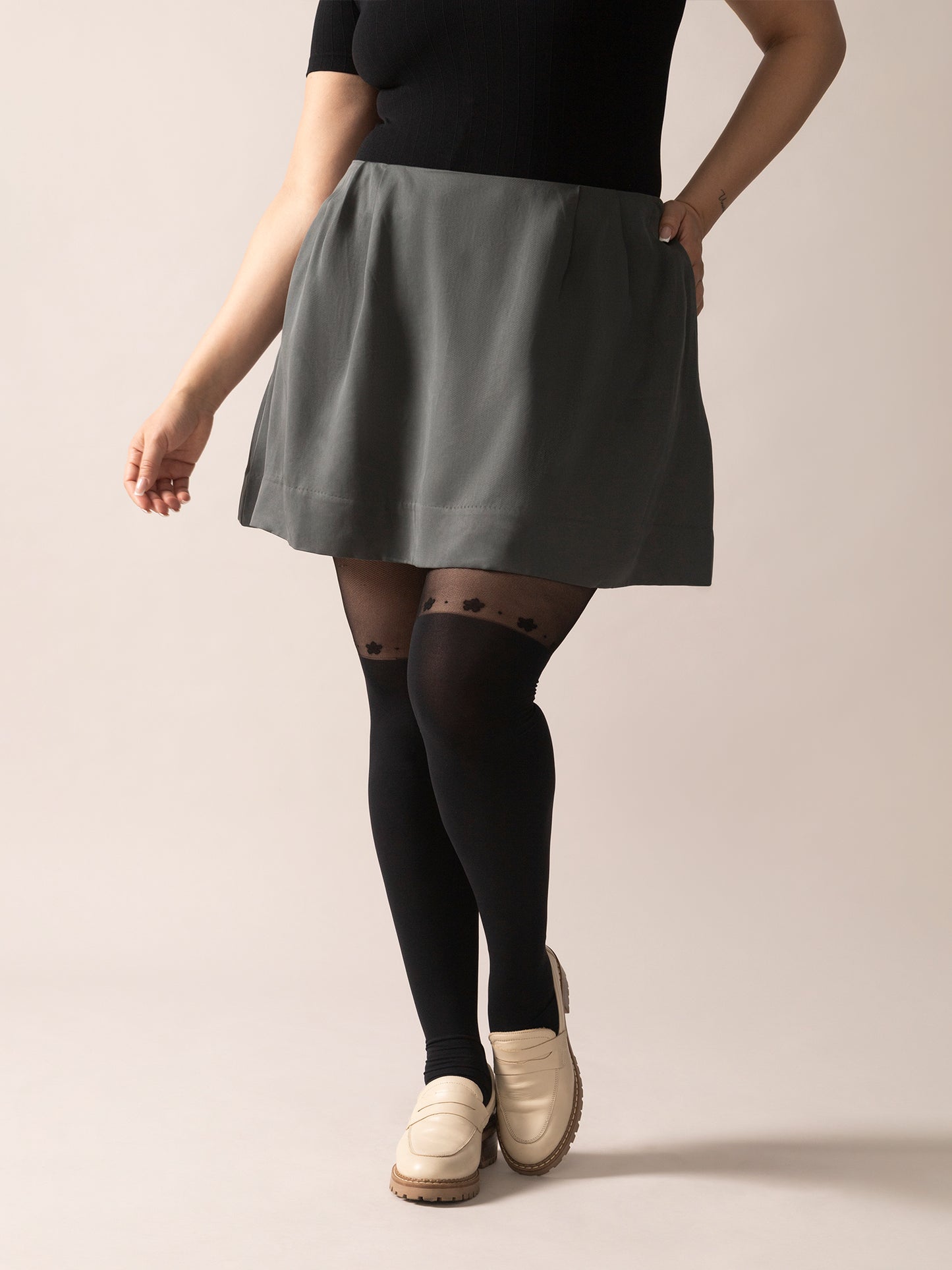 A-Line Eco Twill OTK Skirt in Stormy Green