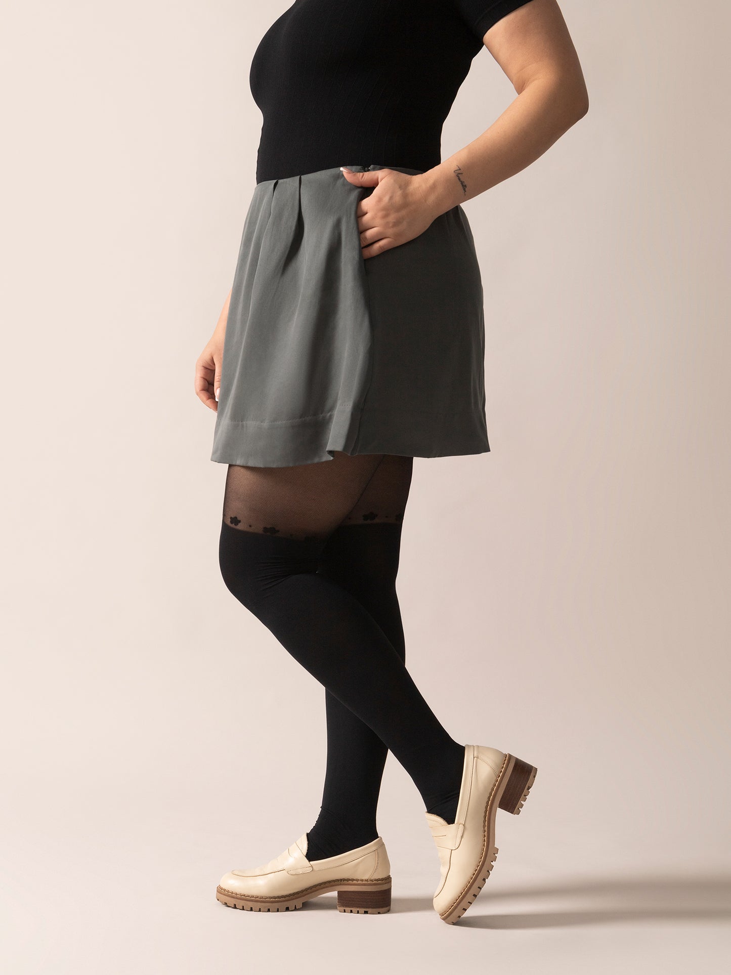 A-Line Eco Twill OTK Skirt in Stormy Green