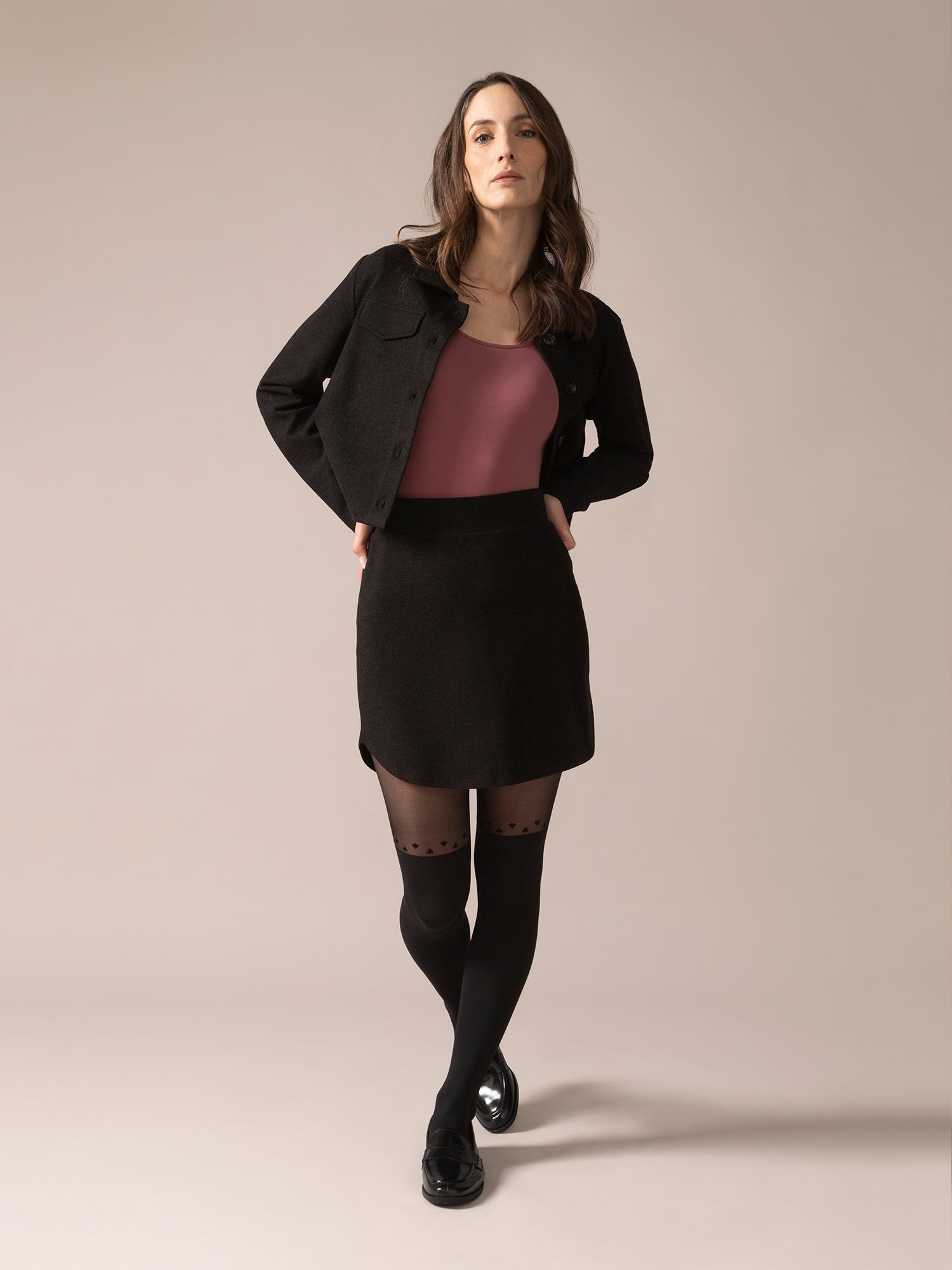 Side Tulip Mini Skirt in Charcoal Brushed Knit by From Ra