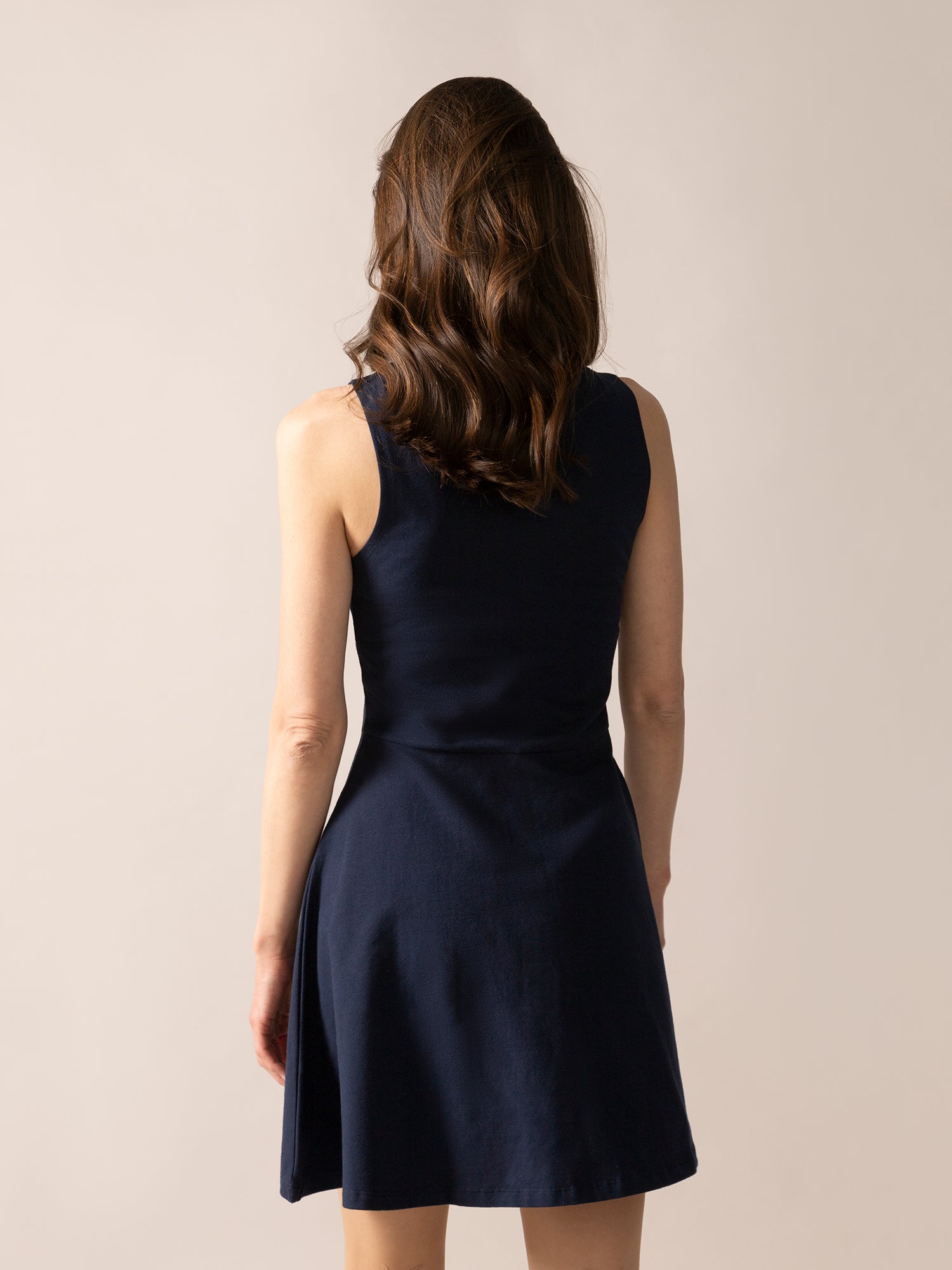 Sleeveless Fit And Flare Knit OTK Dress in Midnight Blue