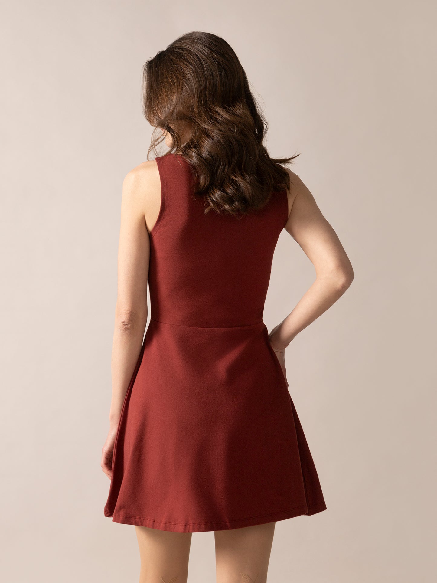 Sleeveless Fit And Flare Knit OTK Dress in Pinot Noir