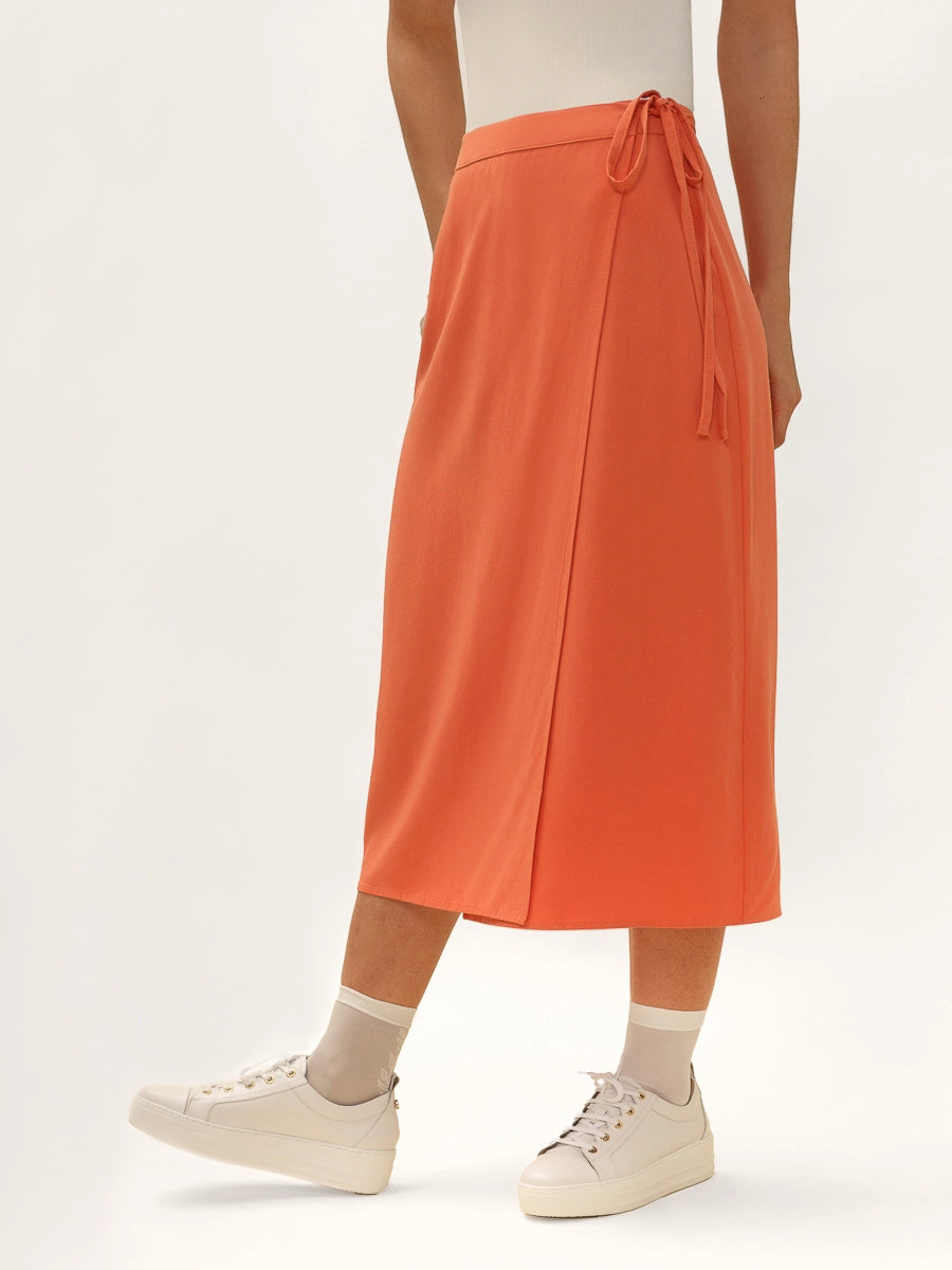 Robin Wrap Midi Skirt in Orange Spritz