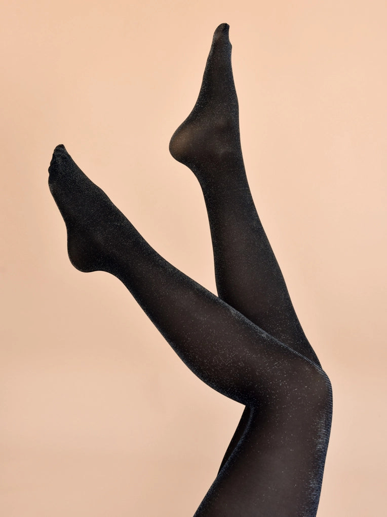 Black tights with silver glitter best sale