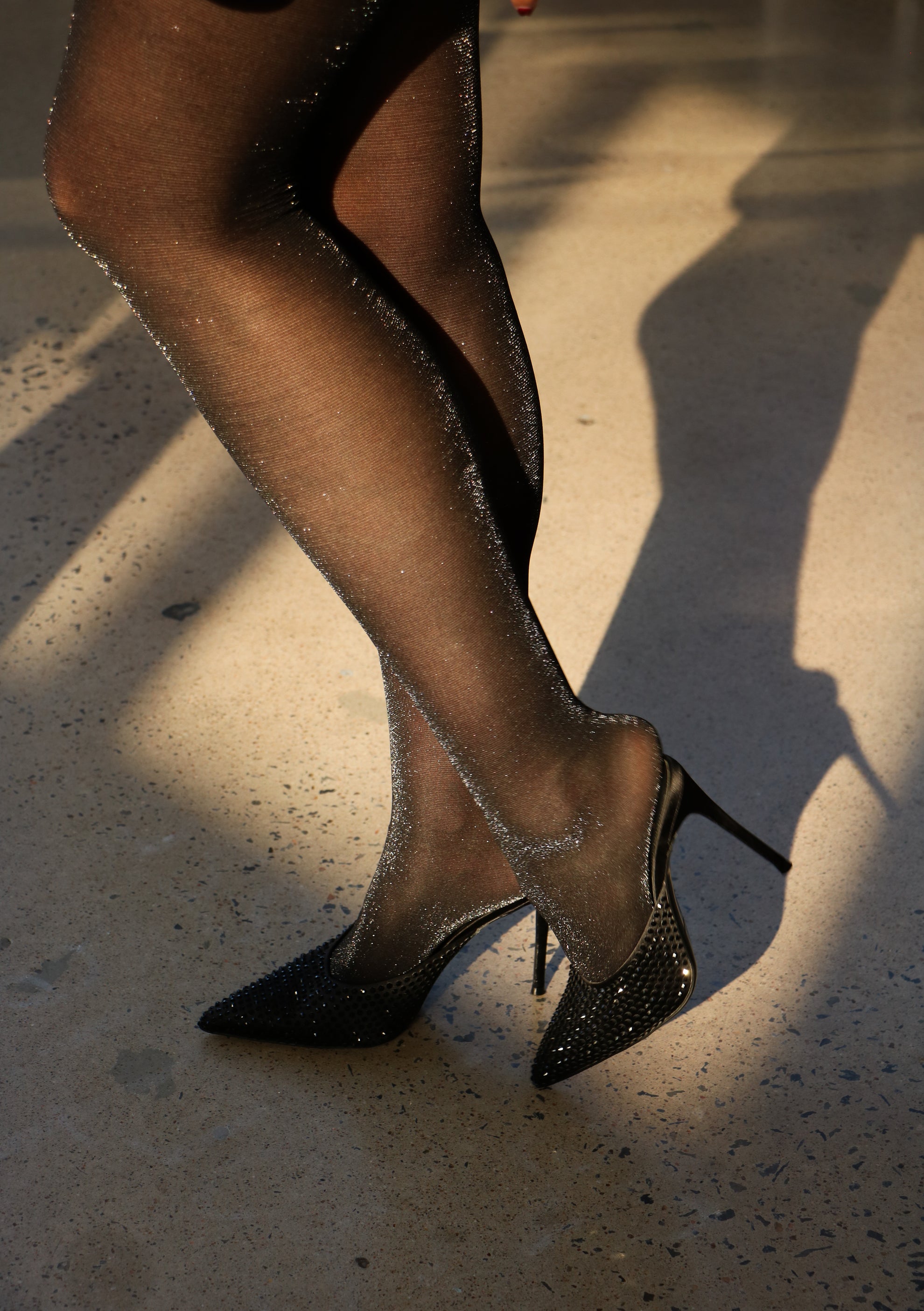 Collant scintillant argenté