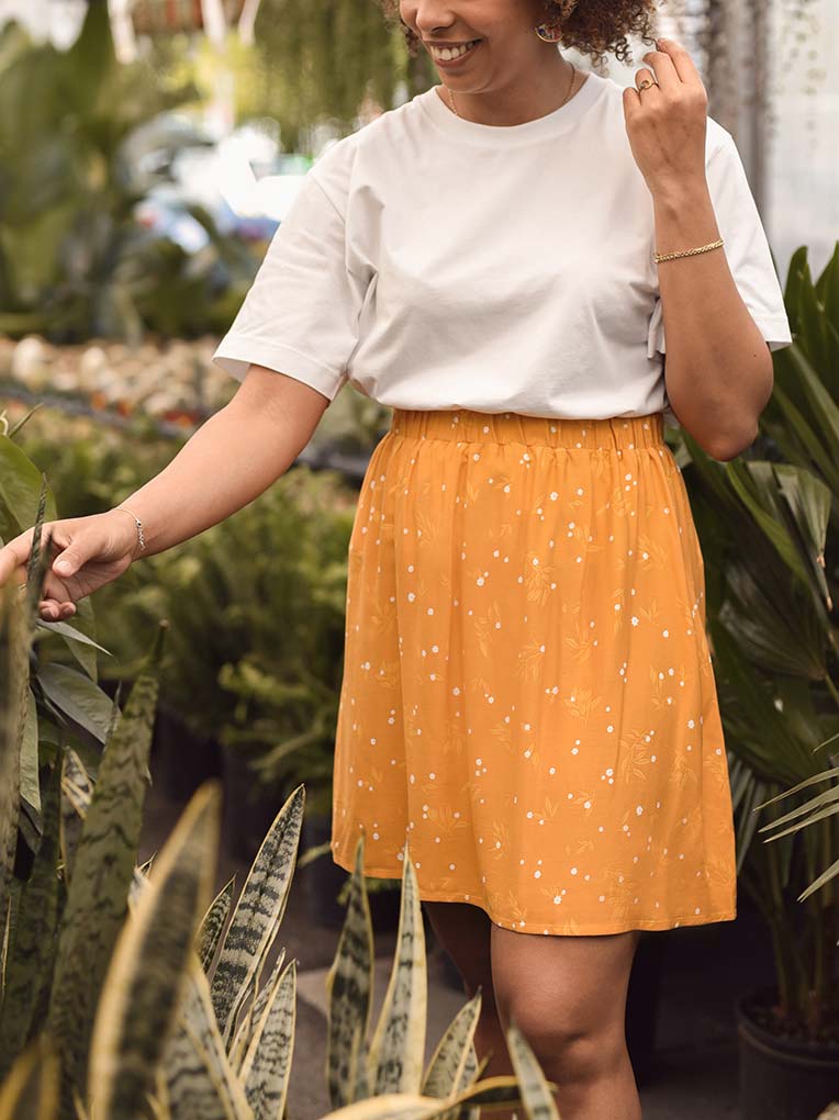 Yellow Lily Fluid Mini Skirt – From Rachel - Main Image