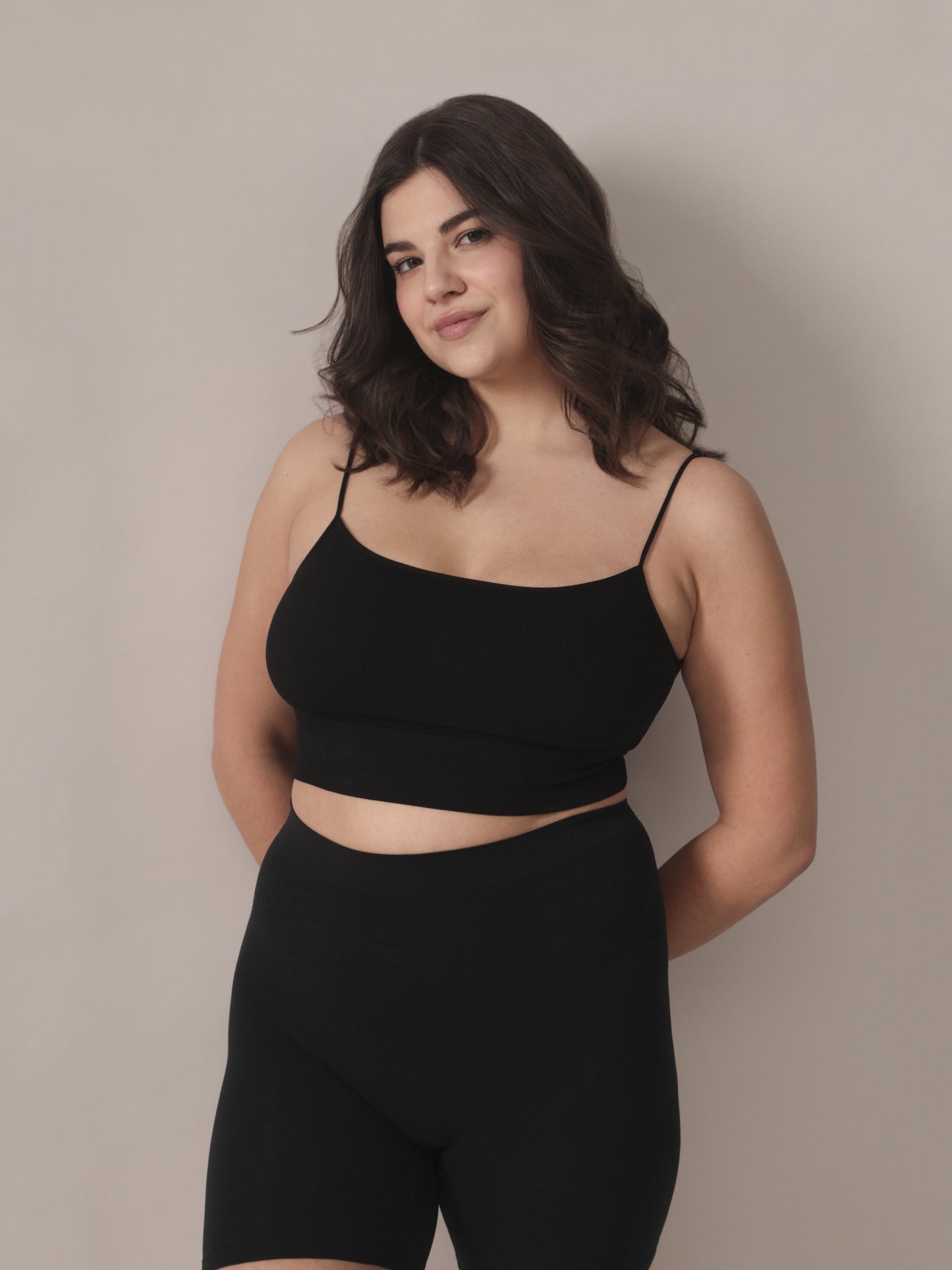 Camisole courte sans coutures en Noir