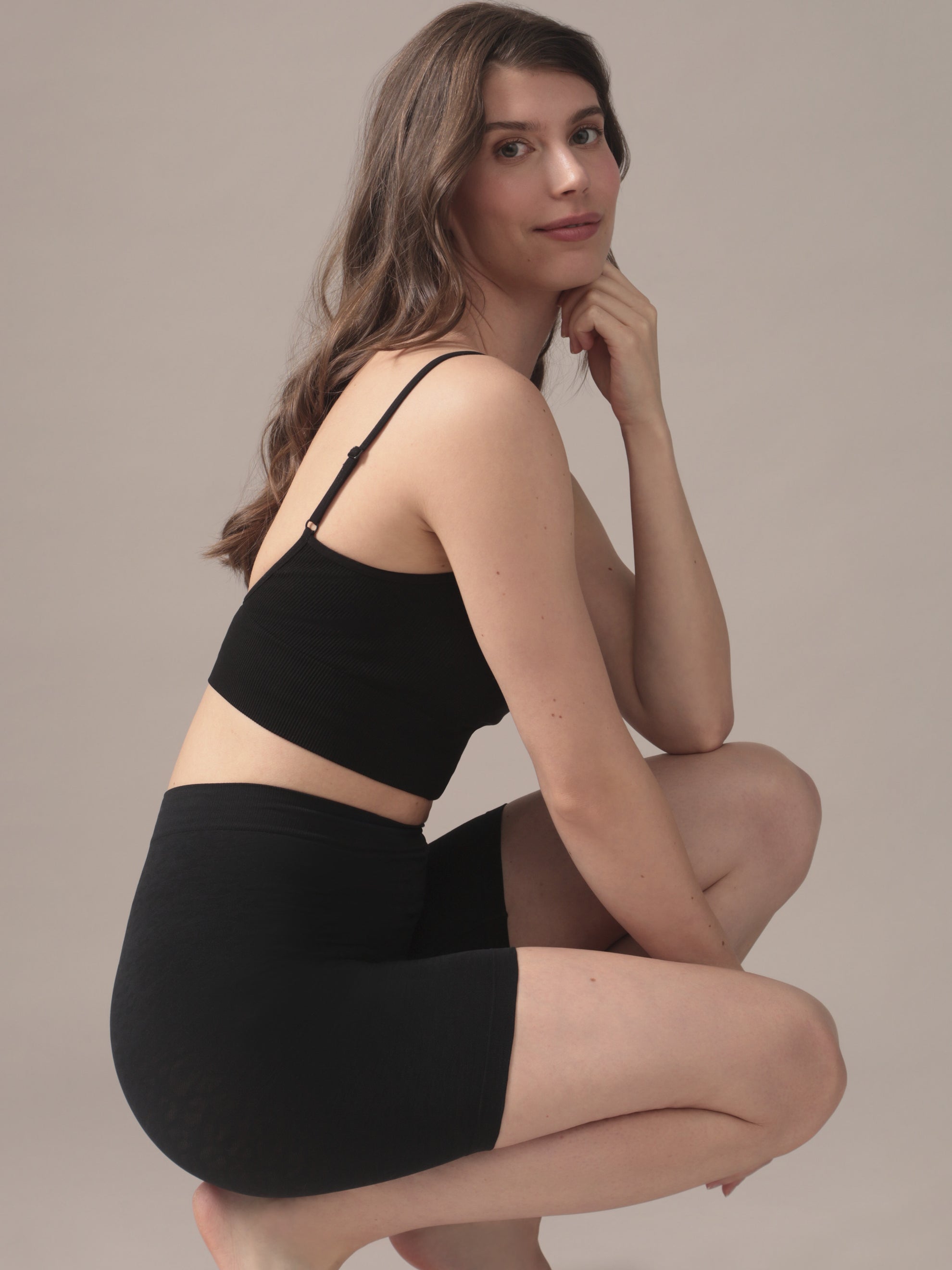 Camisole courte sans coutures en Noir