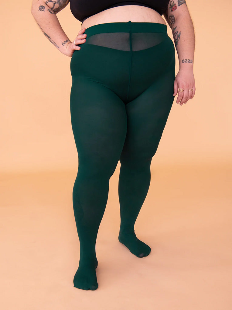 plus size green forest opaque tights 80D