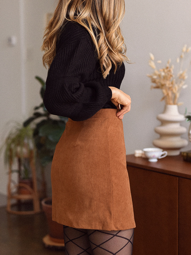 camel Corduroy mini Skirt
