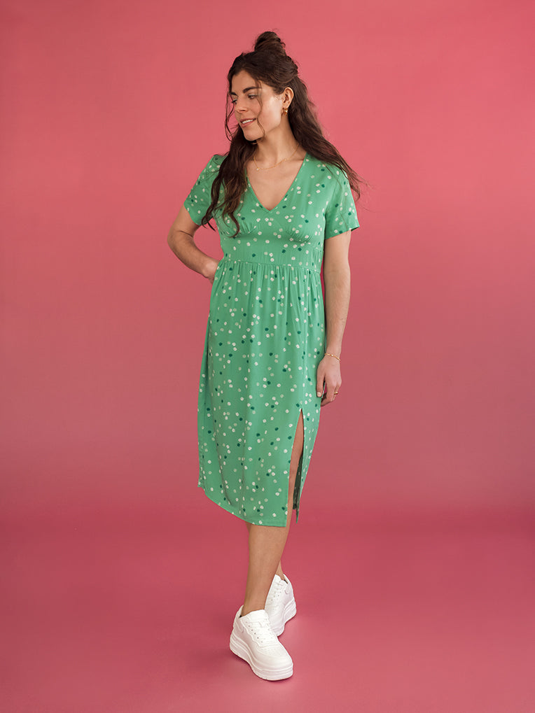 Women's green low-cut Dress