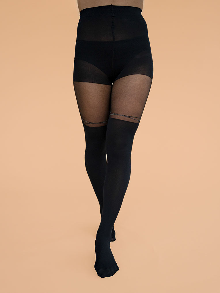 Over-the-knee Glitter Criss Cross Tights