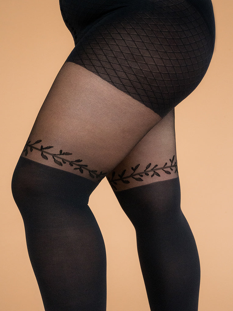 Over-the-knee Leaves Line Tights