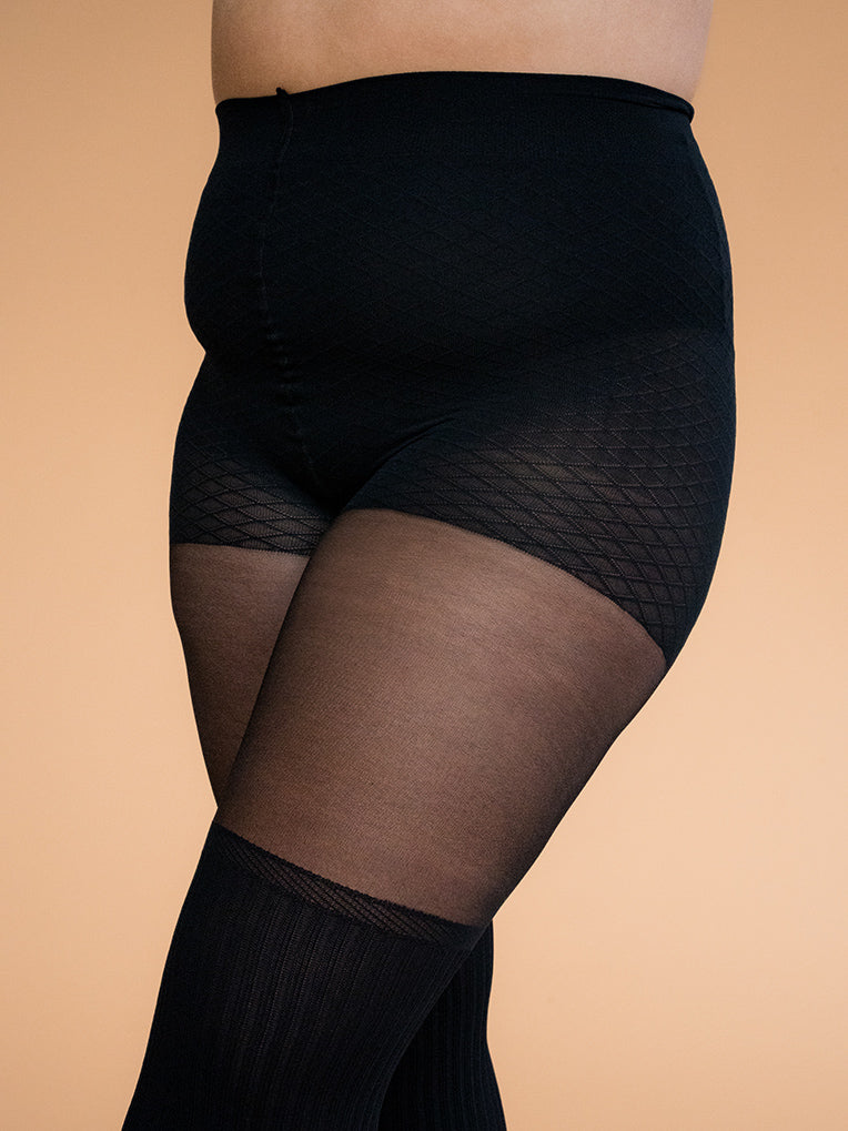 Over-the-knee Ribbed Tights